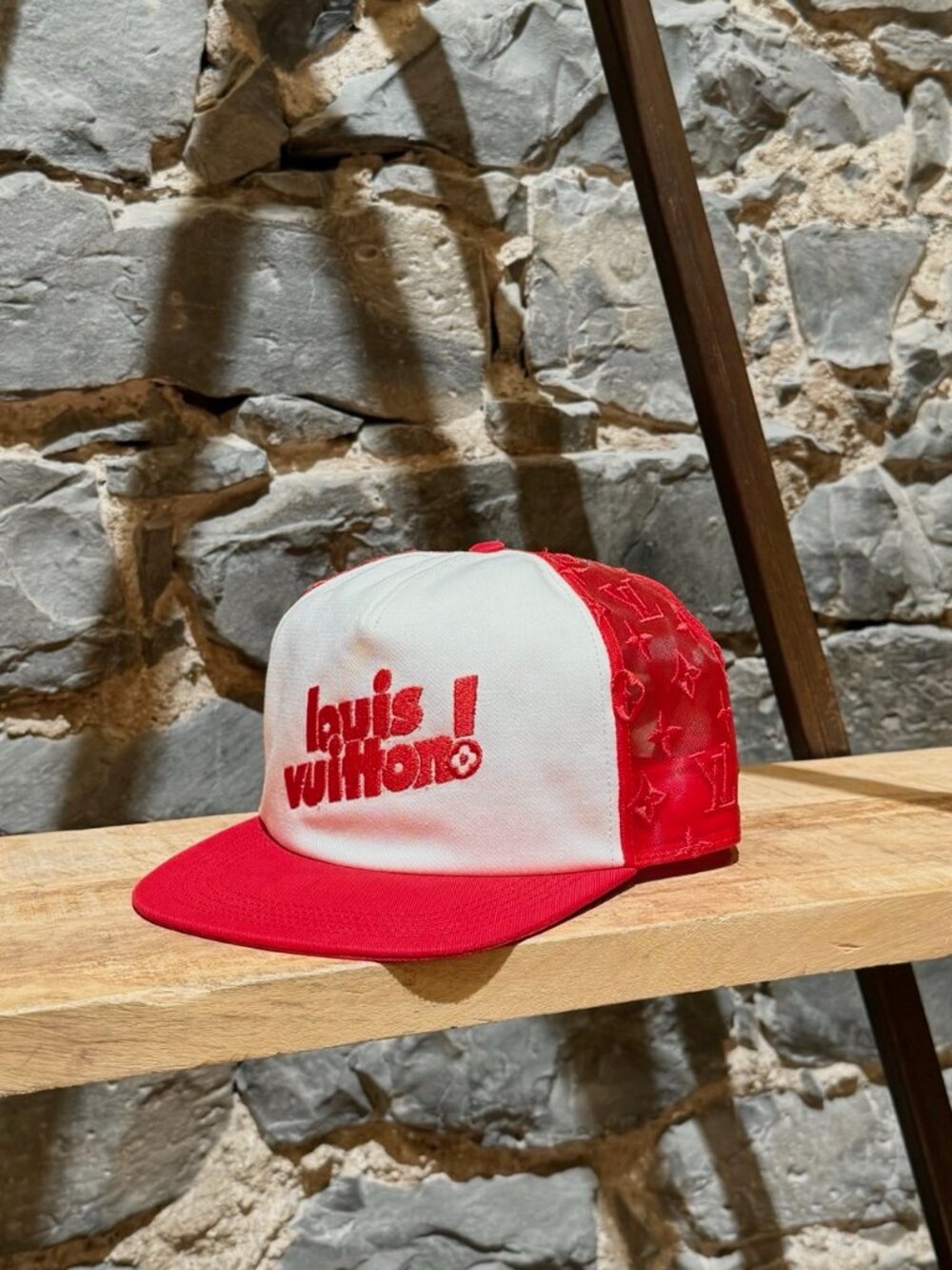 Louis Vuitton Red Mesh LV Embroidered Soho Exclusive Everyday Cap